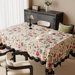 美式餐桌布防水防烫免洗桌垫轻奢高级感布艺桌布田园风茶几桌盖布