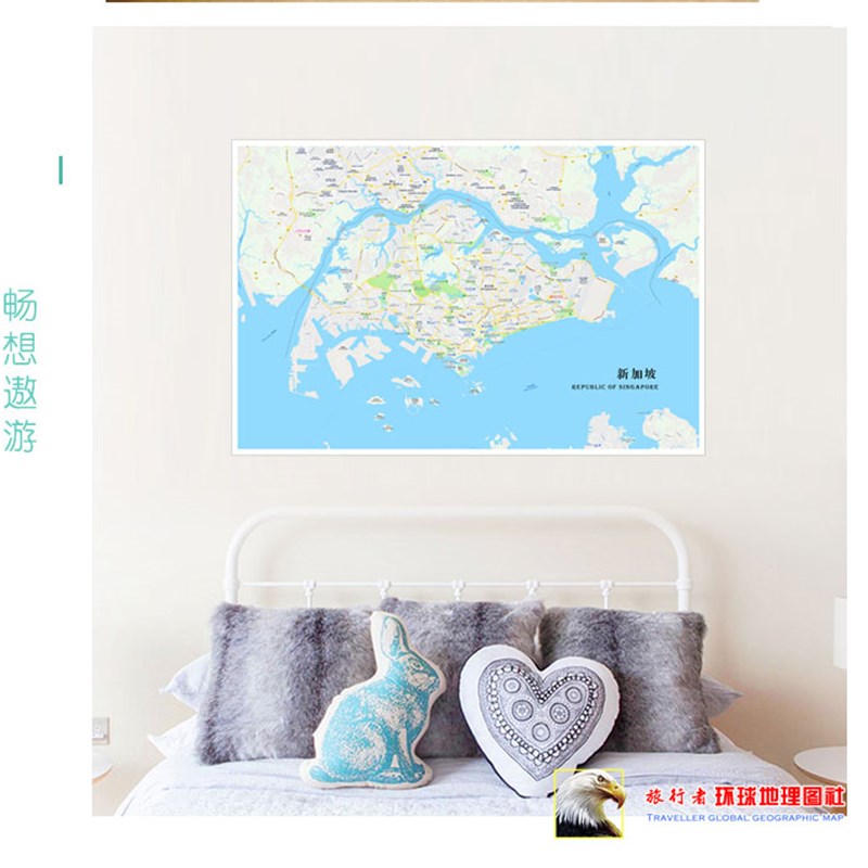 超大巨幅新加坡地图简约现代墙创意海报客厅装饰画现代装饰画平面图片
