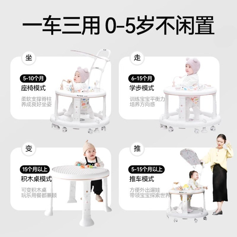婴儿学步车6到18个月防o型腿多功能宝宝一周岁幼童学行车2024新款