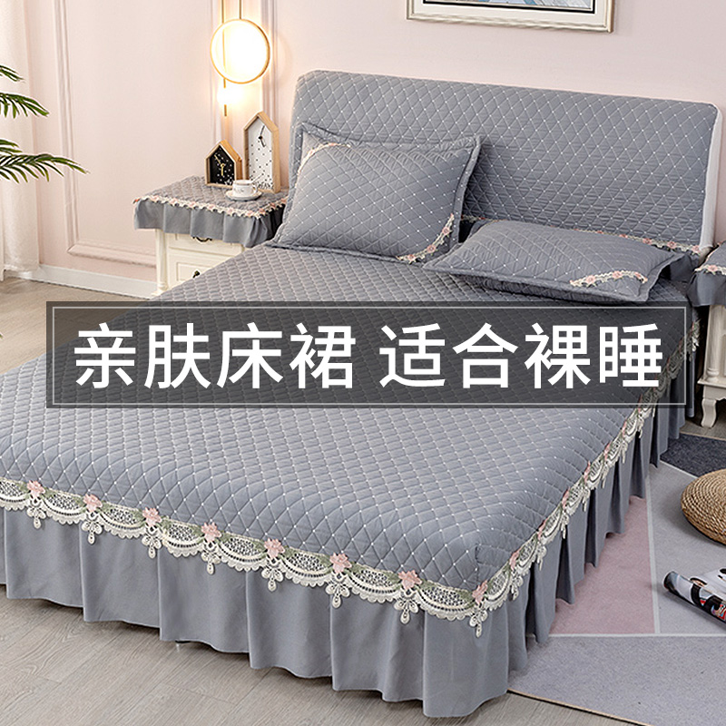 2022年新款床裙式床罩夹棉加厚1.5米1.8mO床裙席梦思保护套三件套