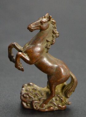 黄铜实心小摆件铜马到成功袖珍迷你型小号仿古铜器工艺品古玩仿古