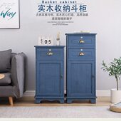 实木斗柜复古收纳储物柜美式 高低柜 做旧床头柜客厅卧室简约抽屉式