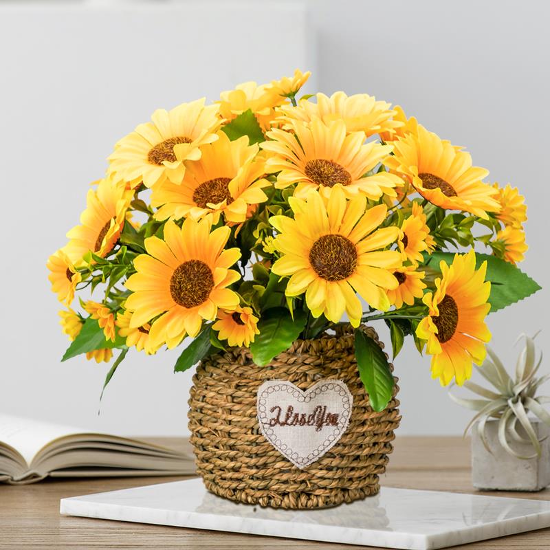 假花装饰 花艺摆设饰品 仿真向日葵盆栽花束客厅卧室花太阳花摆件