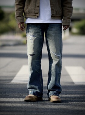 呆木头WOODENhea 牛仔裤2021裤型洗水牛仔裤美式复古宽松A字牛裤