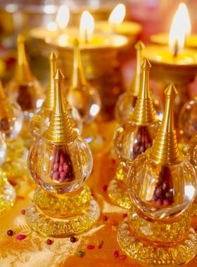 塔尔寺水晶舍利智慧文殊塔客厅办公室书房摆件