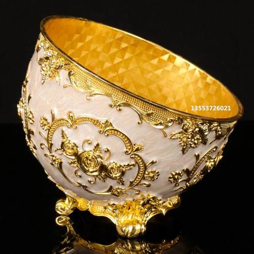 欧式桌面小垃圾桶KTV金属摆台瓜子果皮盅斜口碗家用装饰收纳桶