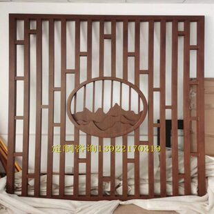 木纹中式铝屏风隔断铝方管入门玄关复古铝窗花格子山水背景铝格栅