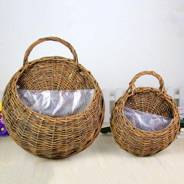 墙面装饰柳编花篮花器花盆壁挂装修挂件吊篮悬挂藤编壁挂花篮鲜花