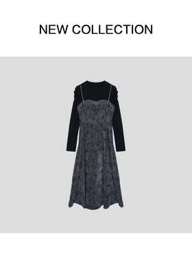 【小玉米专属】复古优雅风绒面吊带裙 L1F58001