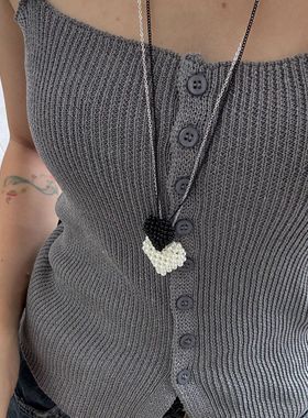 心动拉满~银色珍珠爱心长款项链女2025新款爆款高级感百搭配饰品