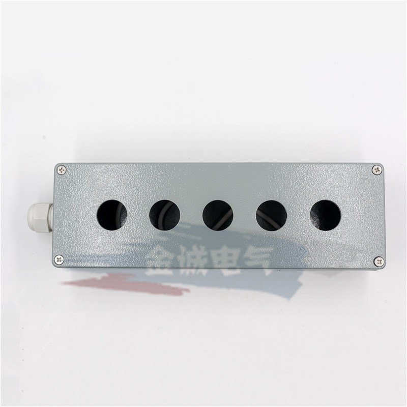 5孔金属按钮盒单排 250*80*80mm 铸铝防水开关盒22mm控制盒加高款