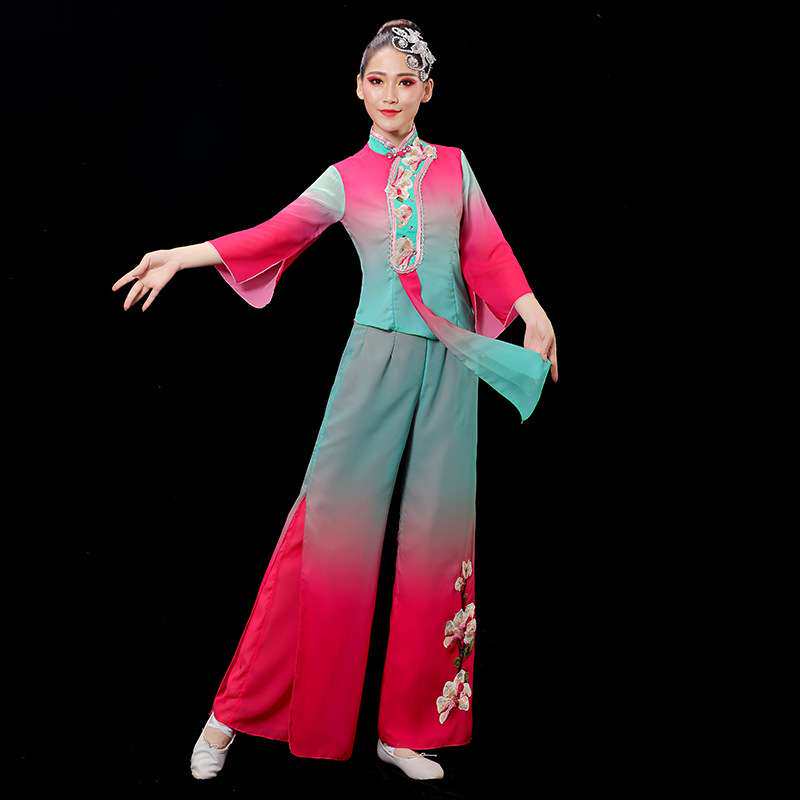 古典舞演出服女飘逸中国风秧歌服扇子舞新款套装民族现代舞蹈服装