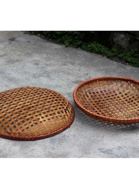 广西特色手工竹编制品晾晒竹筛子有孔竹编簸箕竹编筐沥水晒豆