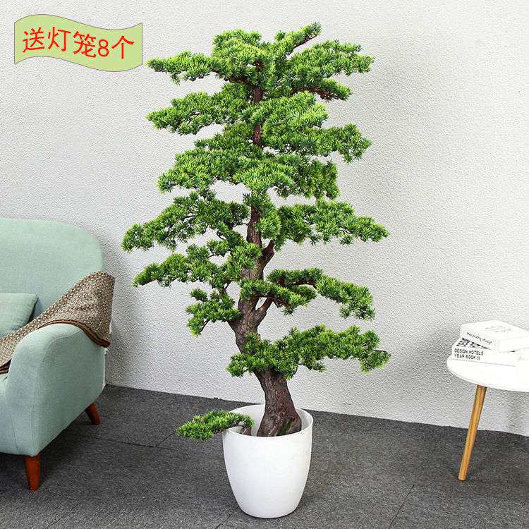 假树罗汉松树塑料花盆栽植物摆件仿真迎客松盆景摆件花艺室内装饰