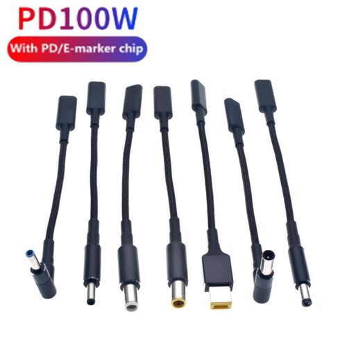 100W笔记本PD诱骗快充线Type-C转方口DC圆口华硕戴尔电脑