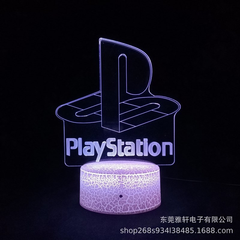 创意3d小夜灯PlayStation图标灯装饰灯游戏氛围灯led台灯礼品