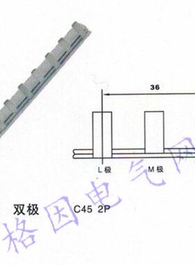 2P 50A 1.4厚 C45 DZ47/2P 汇流排 母线排 连接排 连接条 紫铜