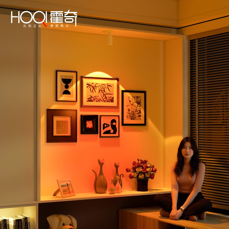日不落射灯充电款免打孔网红玄关装饰画遥控夕阳氛围灯免接布线