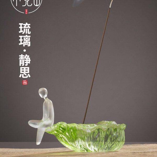 不见山琉璃莲蓬香插檀香插静思饰品桌面摆件创意工艺品礼品线香炉