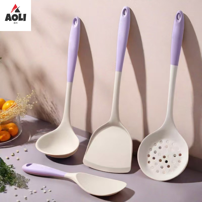 紫白硅胶锅铲家用厨房工具耐高温