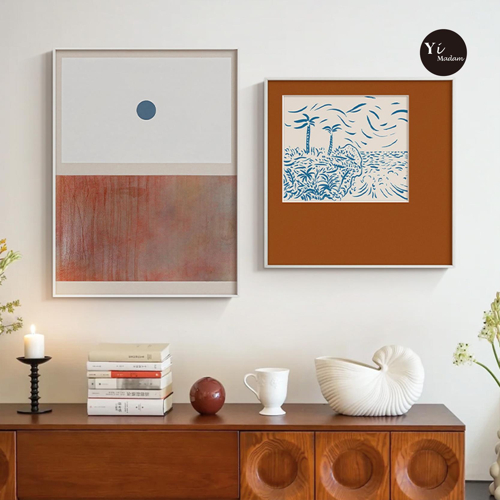 法式复古小众当代艺术中古风客厅卧室餐厅北欧高级感装饰组合挂画