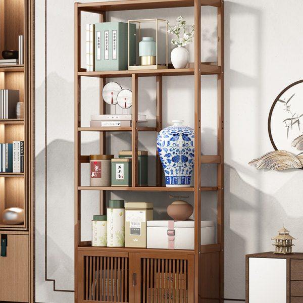 博古架实木新中式多宝阁茶叶展示柜摆件收纳架茶室客厅书架置物架