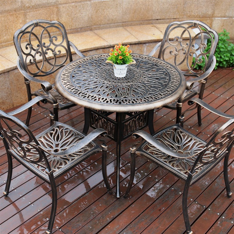 户外铸铝桌椅庭院花园露天欧式休A闲铁艺家具阳台露台室外桌椅组