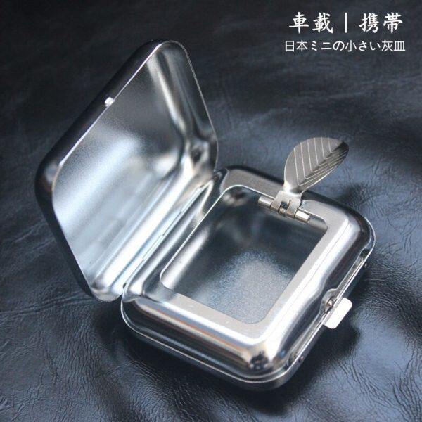 高档便携式日式烟灰缸携带口袋烟缸随身车载烟灰盒金属迷你小烟缸