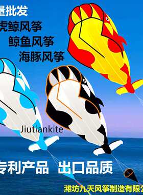 潍坊九天风筝新款成人儿童无骨充气立软体海豚鲸鱼虎鲸风筝