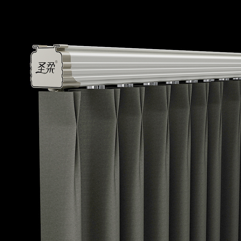 窗帘轨道加厚静音双轨滑轮直轨A重型窗帘盒侧顶装导轨窗帘滑道加