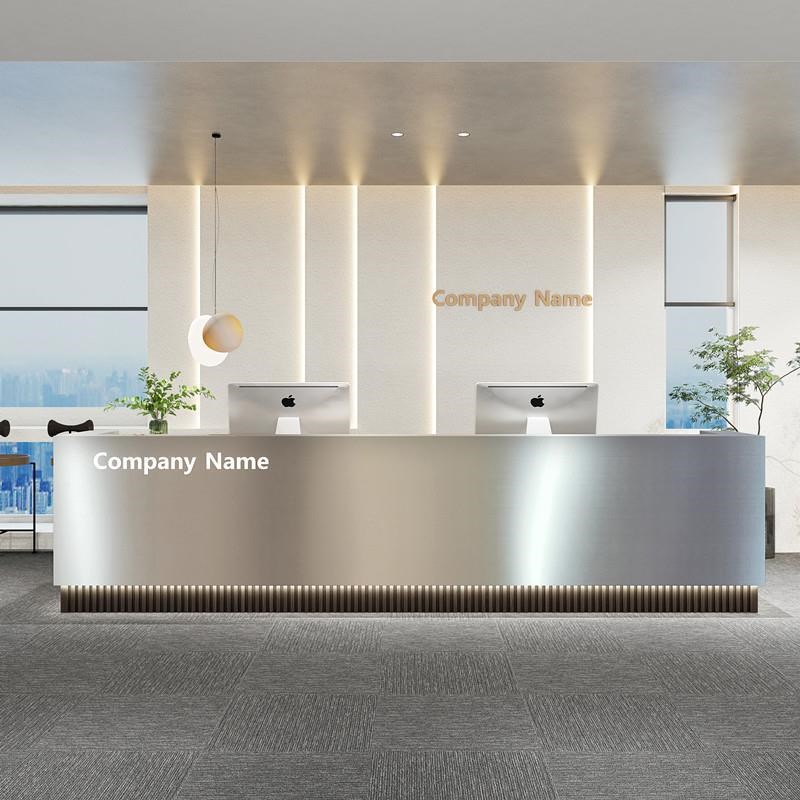 公司前台美容院收l银台酒店会所吧台桌咨询台简约现代不锈钢接待