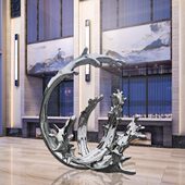 不锈钢水浪花镜面雕塑创意抽象海洋公园广场水池景观大型户外摆件