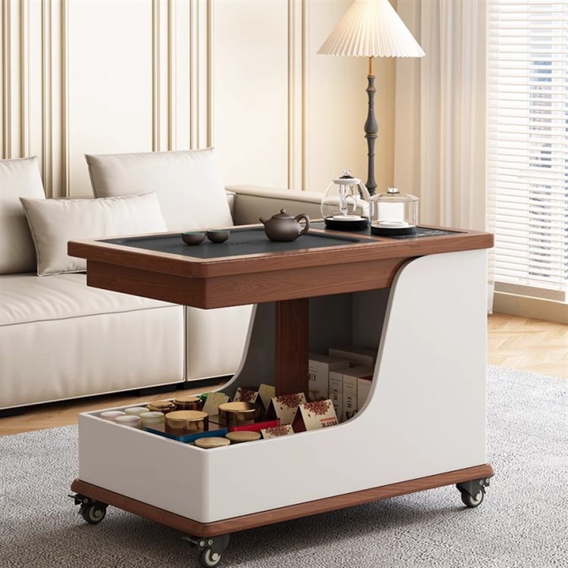 实木茶几可移动茶几客厅小户型现代新款I轻奢家用奶油风小推车边