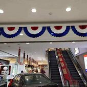 包邮 韩式 餐厅布艺无骨太极扇子式 料理烤肉装 饰品挂件红白蓝帘布