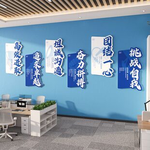 办公室氛围布置公司文化墙励志标语墙贴企业进门形象墙设计定制