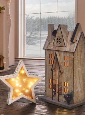 节日装饰房子摆件 复古夜晚点缀温馨带灯有爱小屋小房子可爱礼物