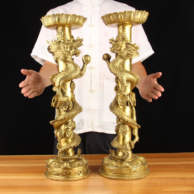 铜龙烛台摆件 l双龙铜烛台 铜烛台摆件 铜蜡台摆件