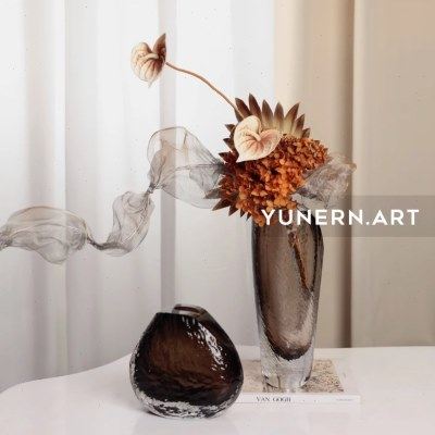 简约现代手工琉璃花器插花轻奢气泡花瓶摆件样板房餐厅家居软装,家居饰品,花瓶,淘宝优惠券,粉丝福利购,淘宝优惠卷