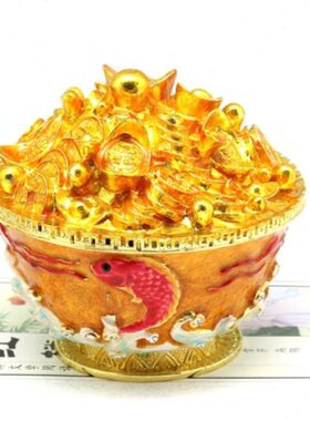 金属工艺品乔迁店面装饰礼品招财合金聚宝盆一碗金收纳盒装饰摆件