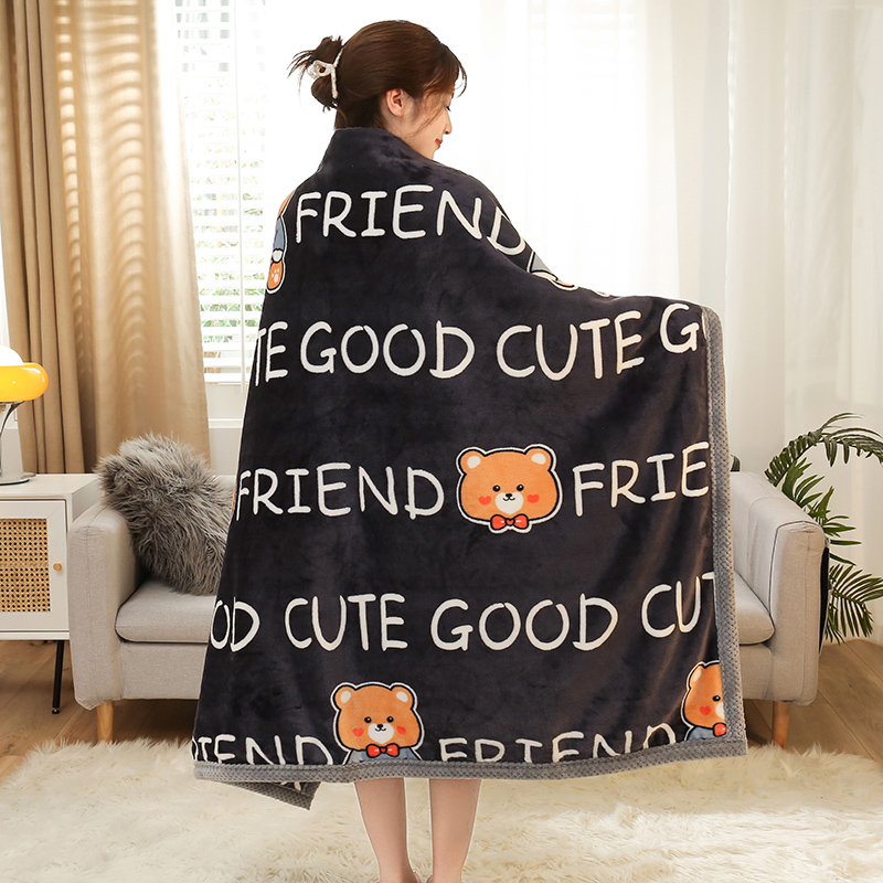 加厚法兰绒毛毯双面绒单人卡通珊瑚D绒毯子冬季铺床单学生宿舍盖