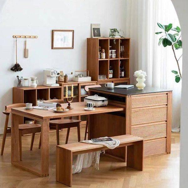 北欧樱桃木岩板岛台全实木一体伸缩餐桌现简约轻奢型收纳储物桌,住宅家具,岛台餐桌,淘宝优惠券,粉丝福利购,淘宝优惠卷