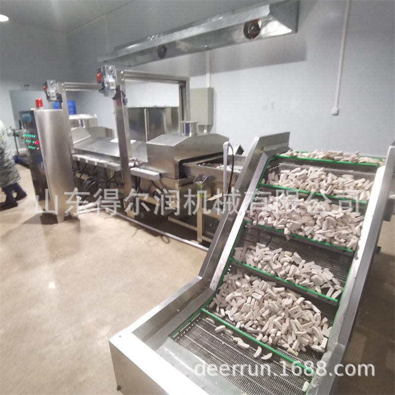 莲藕加工流水线设备 连续式藕条油炸机 工艺技术指导