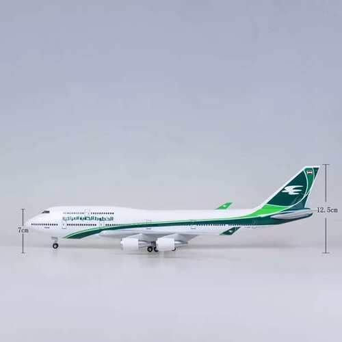 伊拉克747波音B747静态仿真飞机模型47cm带轮带灯747客机航模摆件