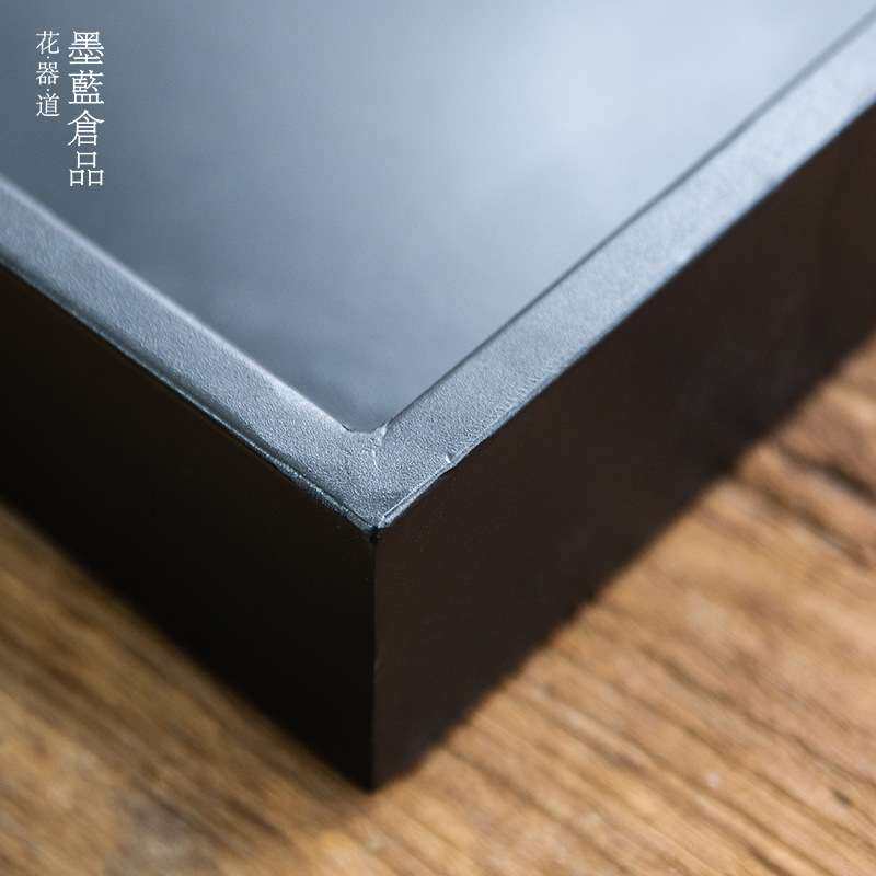 不锈钢特大超大铁艺方盘花器 小原流写景琳派 黑色花盘日式花道