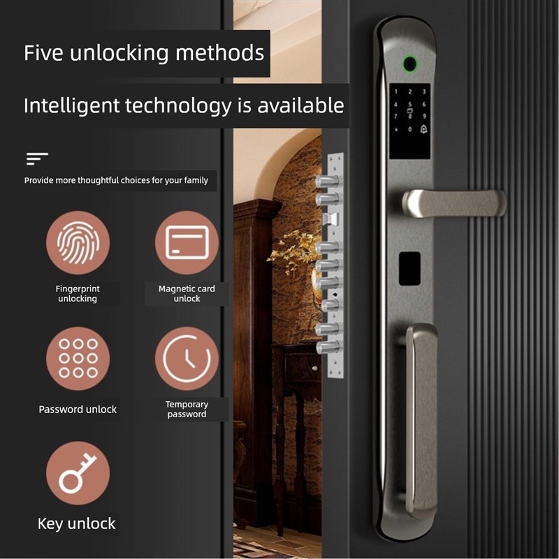 不锈钢别墅锁大门指纹锁豪华覆古防F盗门双开门电子锁防水密码锁