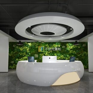 圆形烤漆吧台导医台幼儿园转角前台半圆烤漆接待台异形弧形收银台