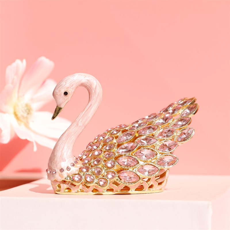 珐琅工艺爱永恒合金天鹅饰品盒金属摆件小收纳盒创W意情人节礼品
