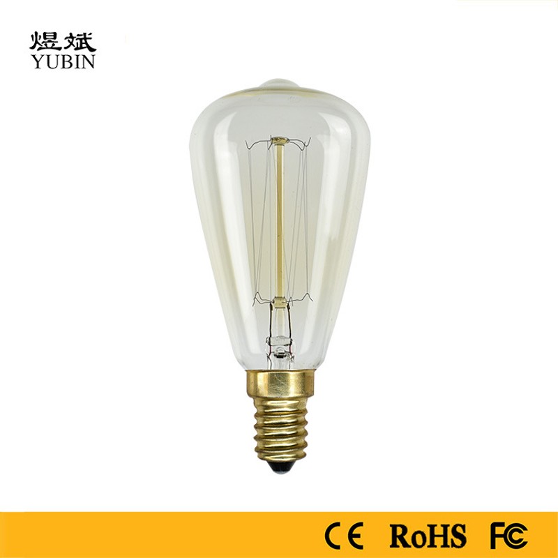 ST48爱迪生钨丝灯泡40W小奶嘴跑吊钟泡E14灯头酒吧S小头st64小螺