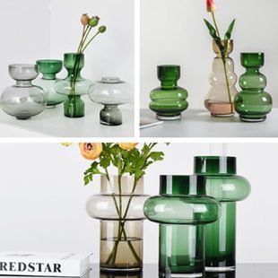 透明现代简约轻奢彩色玻璃花瓶花器水培软装基地新居装饰摆件馈赠