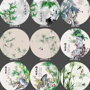 新中式屏风纱画绢布乔其纱隔断半透明竹子淡雅花格屏风装饰纱画